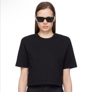 WARDROBE.NYC Black Crop Padded Short Sleeve Top